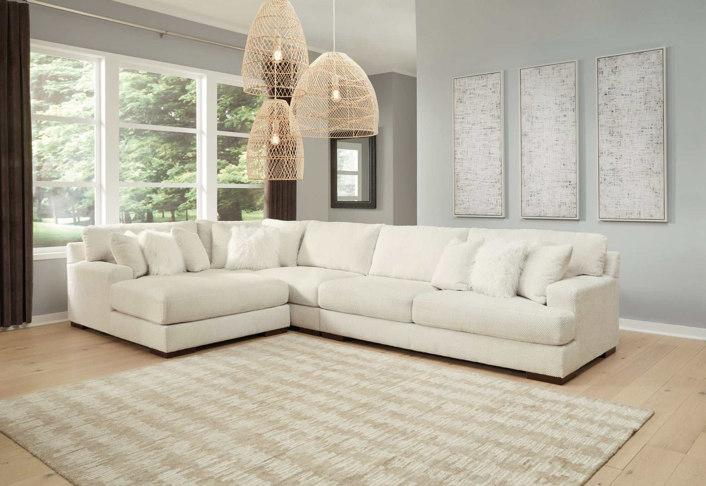 Zada Ivory 4pc LAF Chaise Sectional