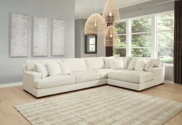 Zada Ivory 4pc RAF Chaise Sectional