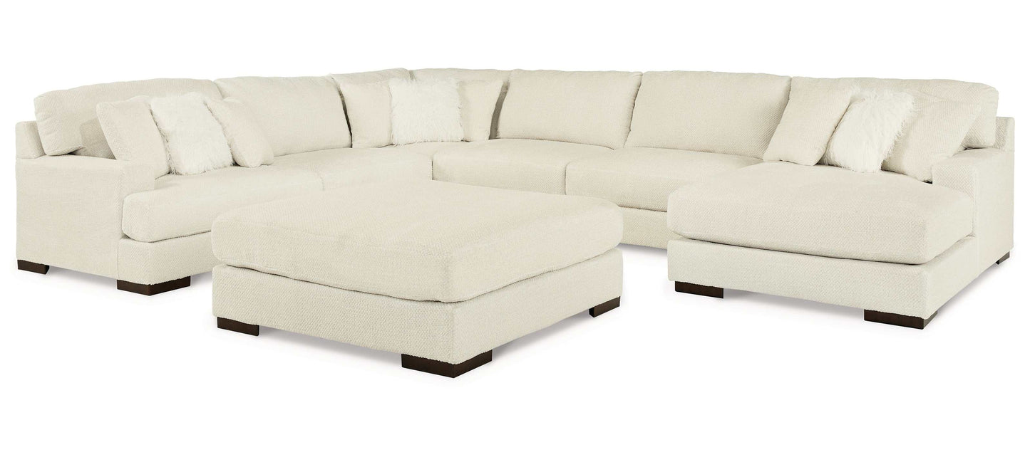 Zada Ivory 5pc RAF Chaise Sectional