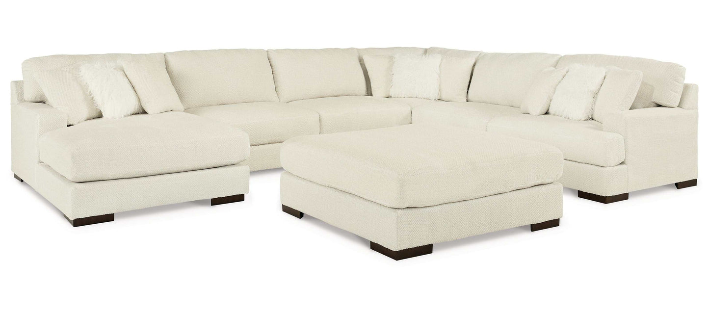 Zada Ivory 5pc LAF Chaise Sectional