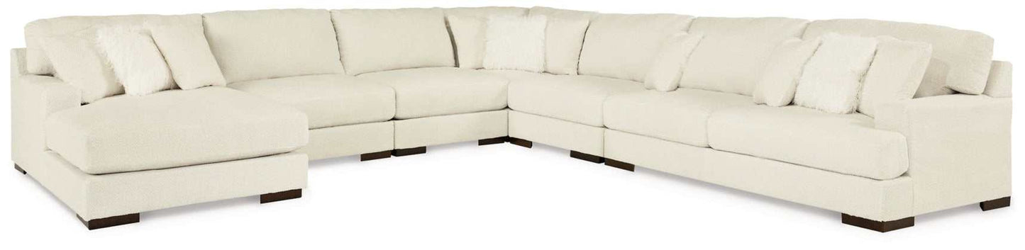 Zada Ivory 6pc LAF Chaise Sectional