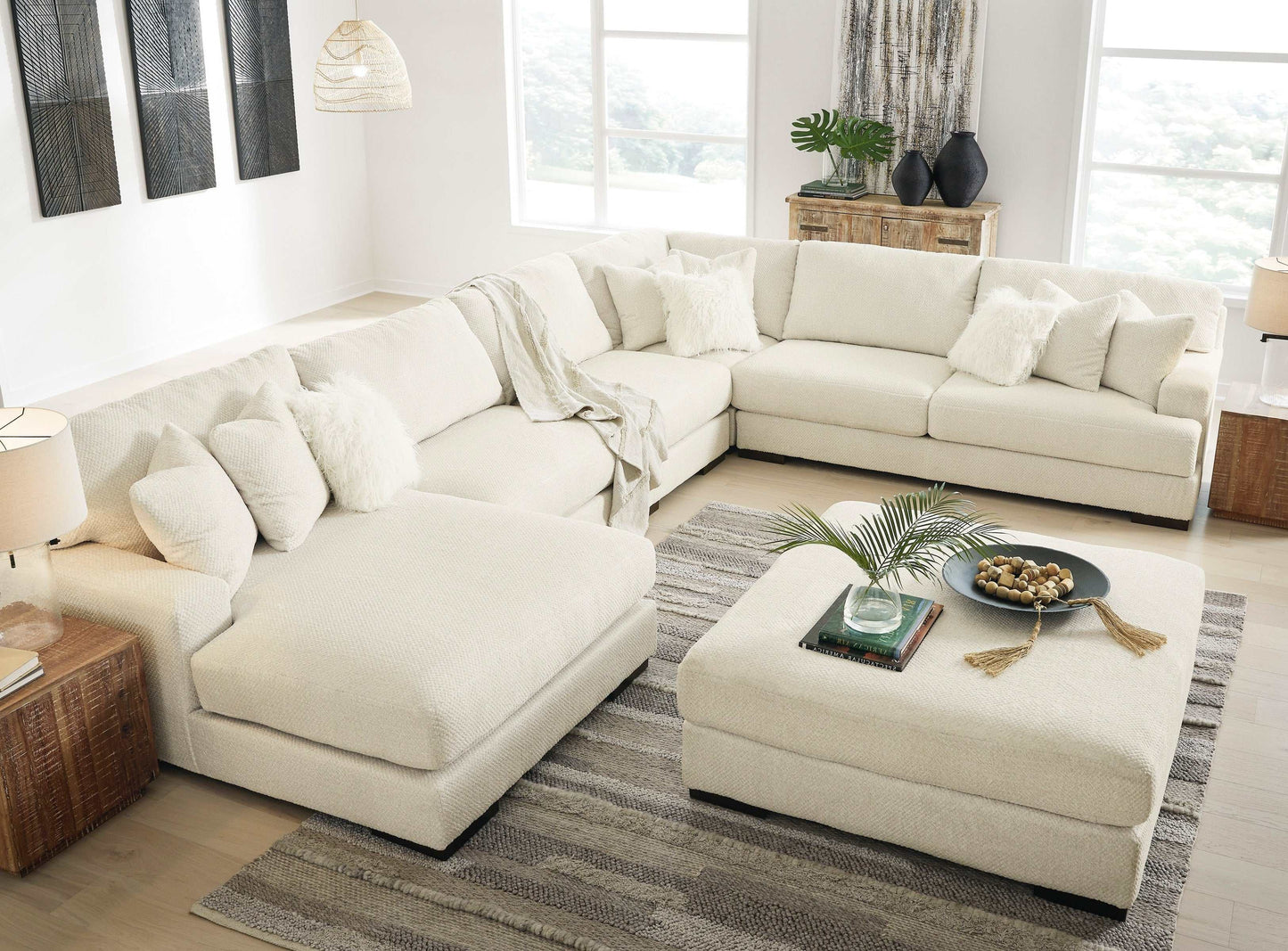 Zada Ivory 5pc LAF Chaise Sectional