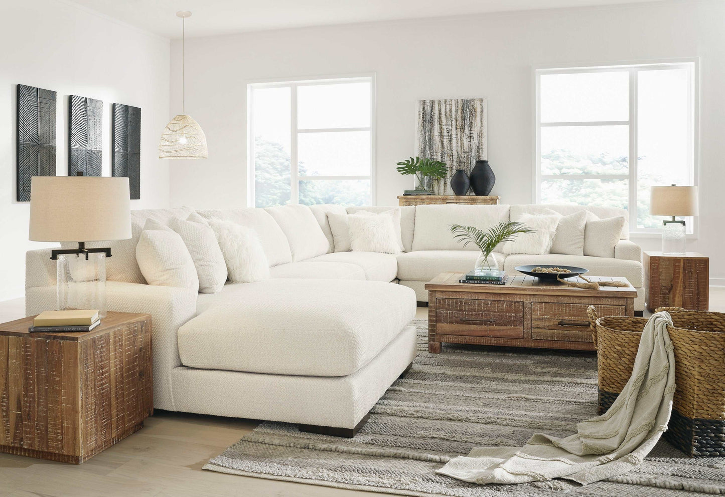 Zada Ivory 5pc LAF Chaise Sectional