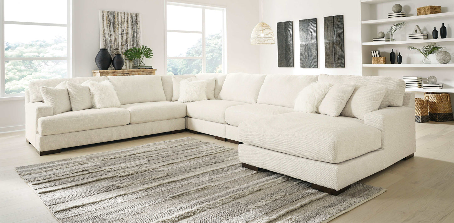 Zada Ivory 5pc RAF Chaise Sectional