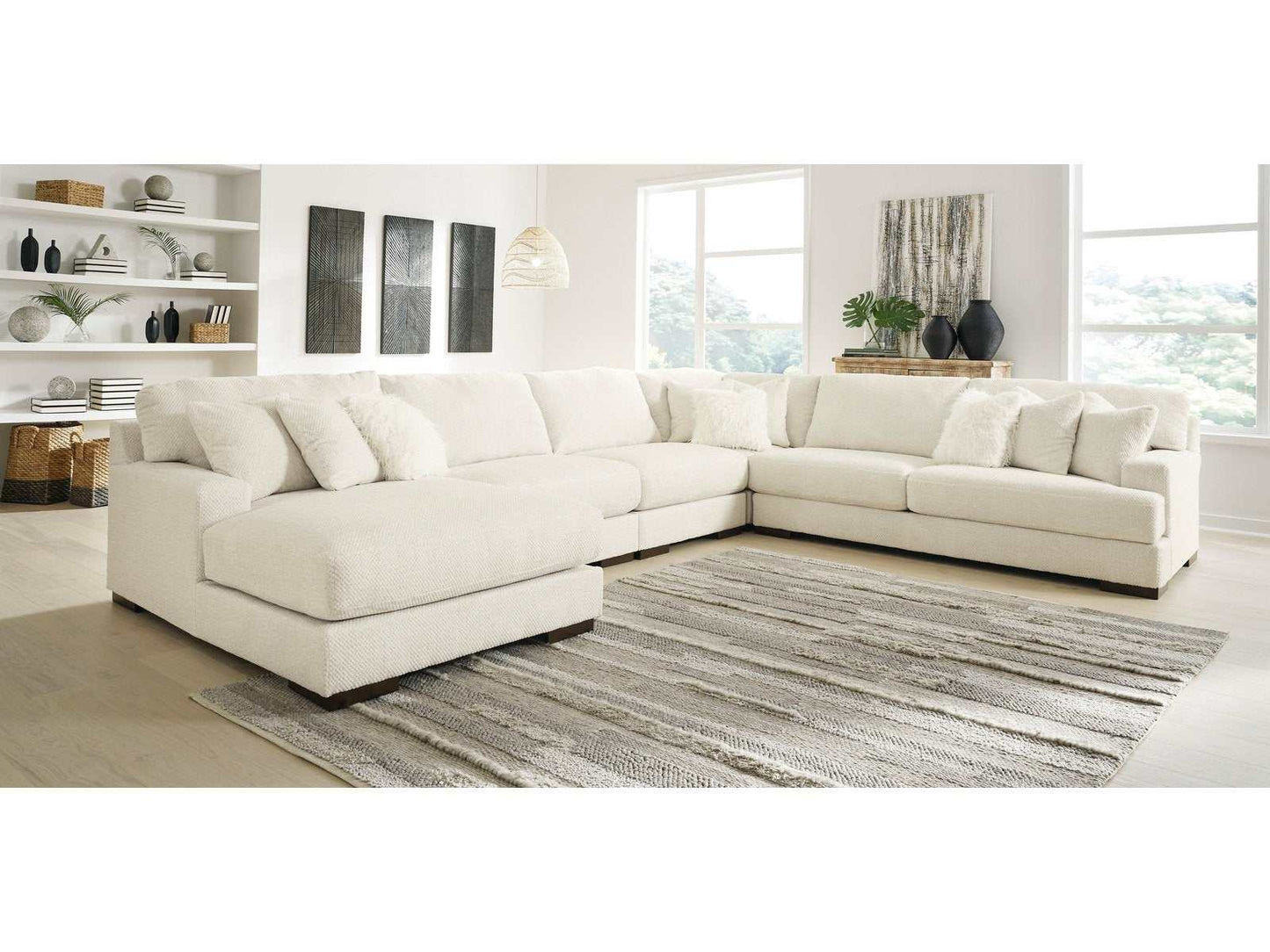 Zada Ivory 5pc LAF Chaise Sectional