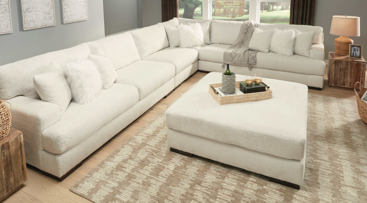 Zada Ivory Oversized Accent Ottoman