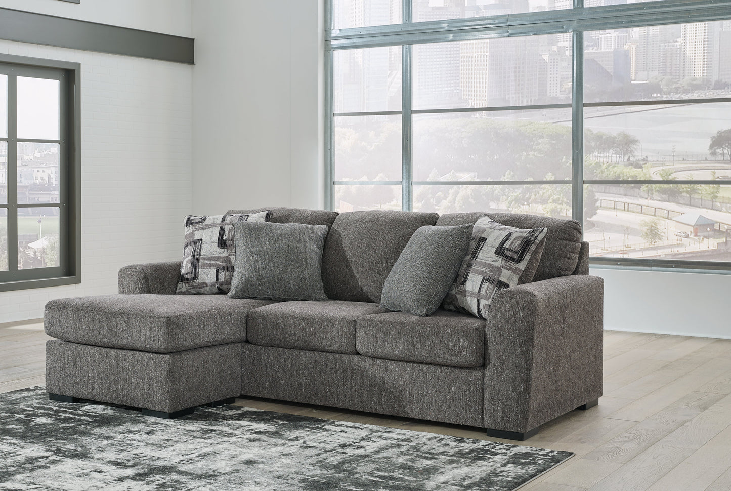 Gardiner Pewter Sofa Chaise and Ottoman