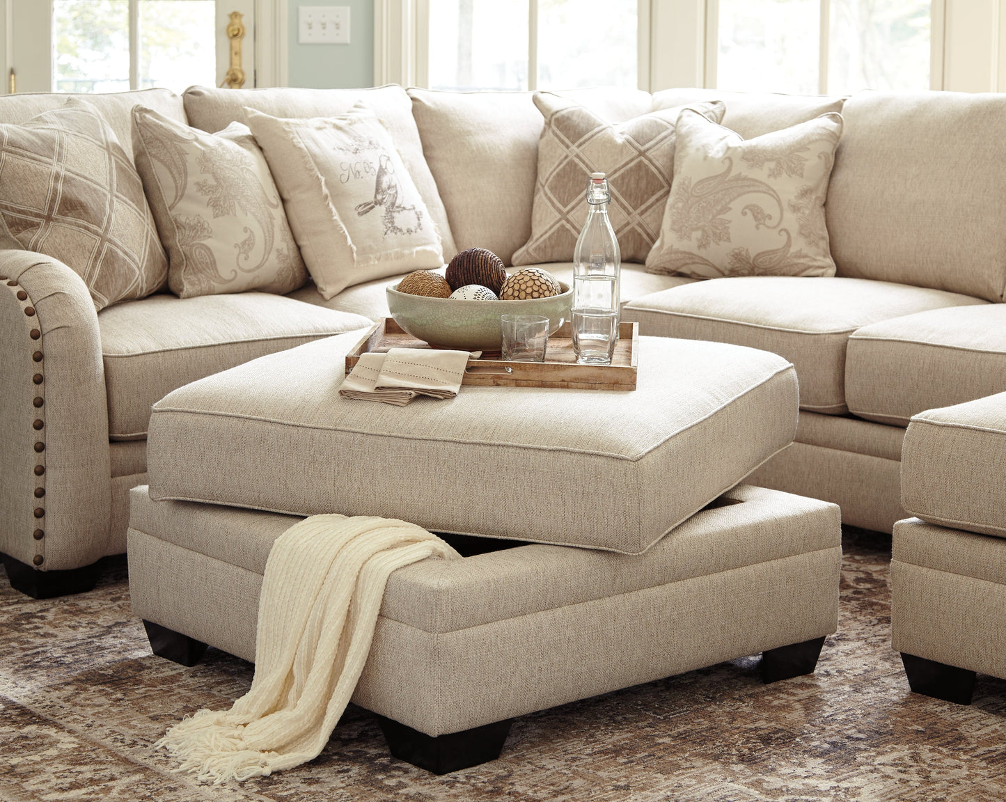Luxora Bisque Ottoman With Storage