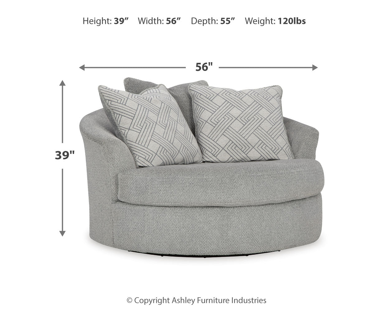 Casselbury Cement Oversized Swivel Chair and Ottoman