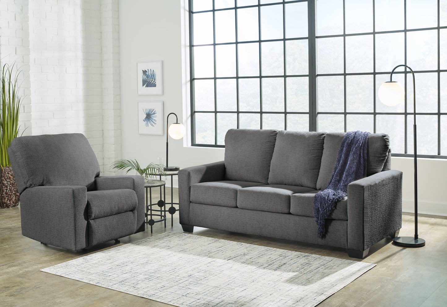 Rannis Pewter Full Sofa Sleeper and Recliner