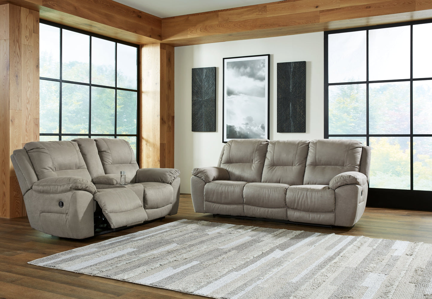 Next-Gen Gaucho Putty Power Reclining Sofa and Loveseat