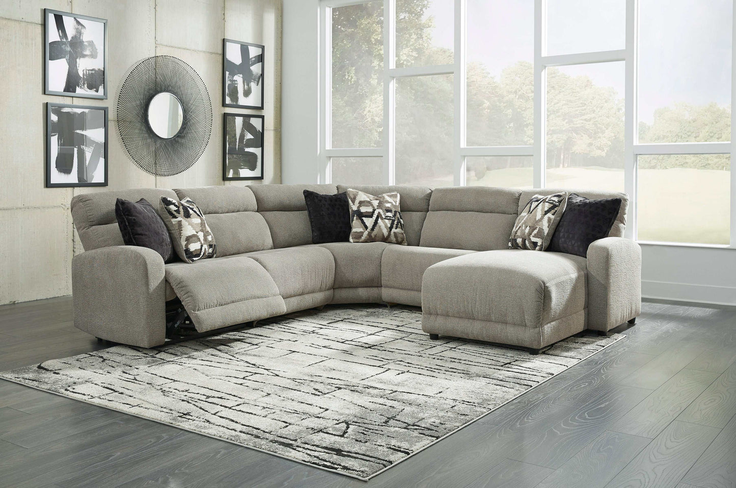 Colleyville Stone 5pc Power Reclining Sectional w/ RAF Chaise