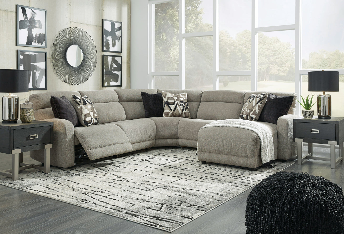 Colleyville Stone 5-Piece Power Reclining Sectional with Chaise