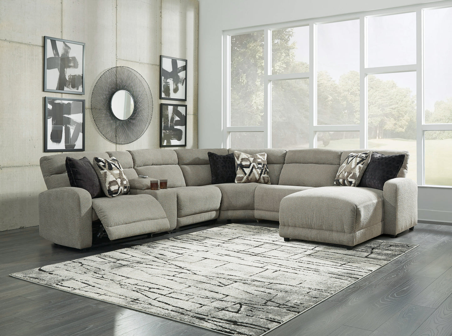 Colleyville Stone 6-Piece Power Reclining Sectional with Chaise