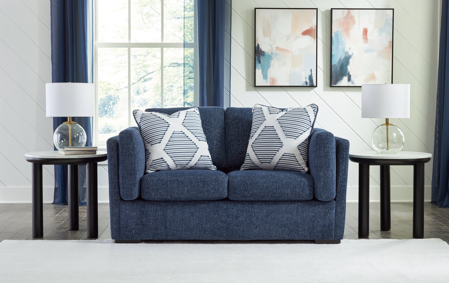 Evansley Navy Loveseat