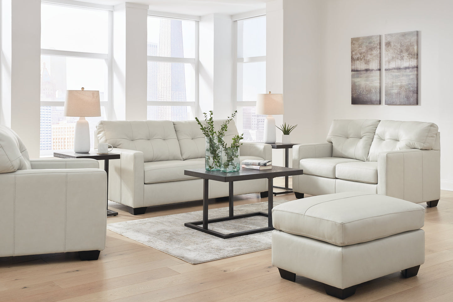 Belziani Coconut Sofa, Loveseat, Oversized Chair and Ottoman