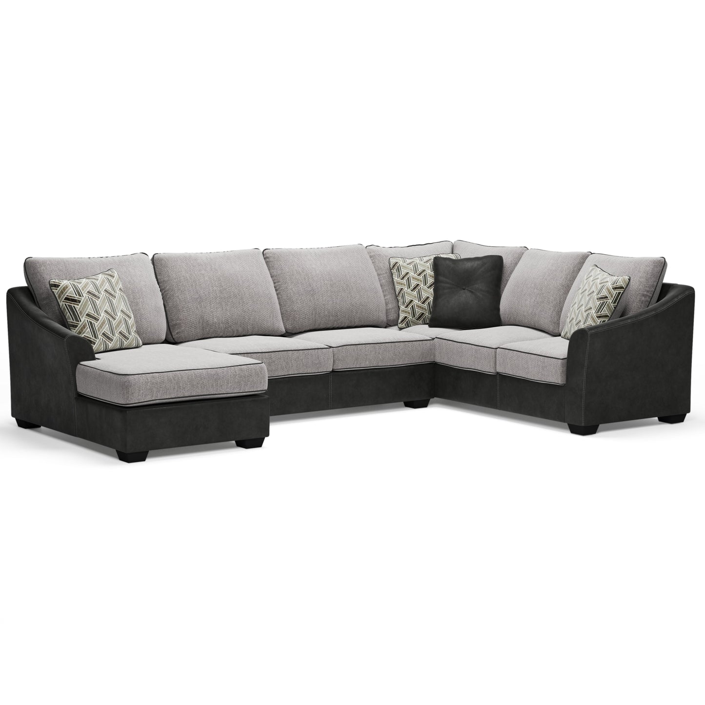 Bilgray Pewter 3-Piece Sectional with Ottoman