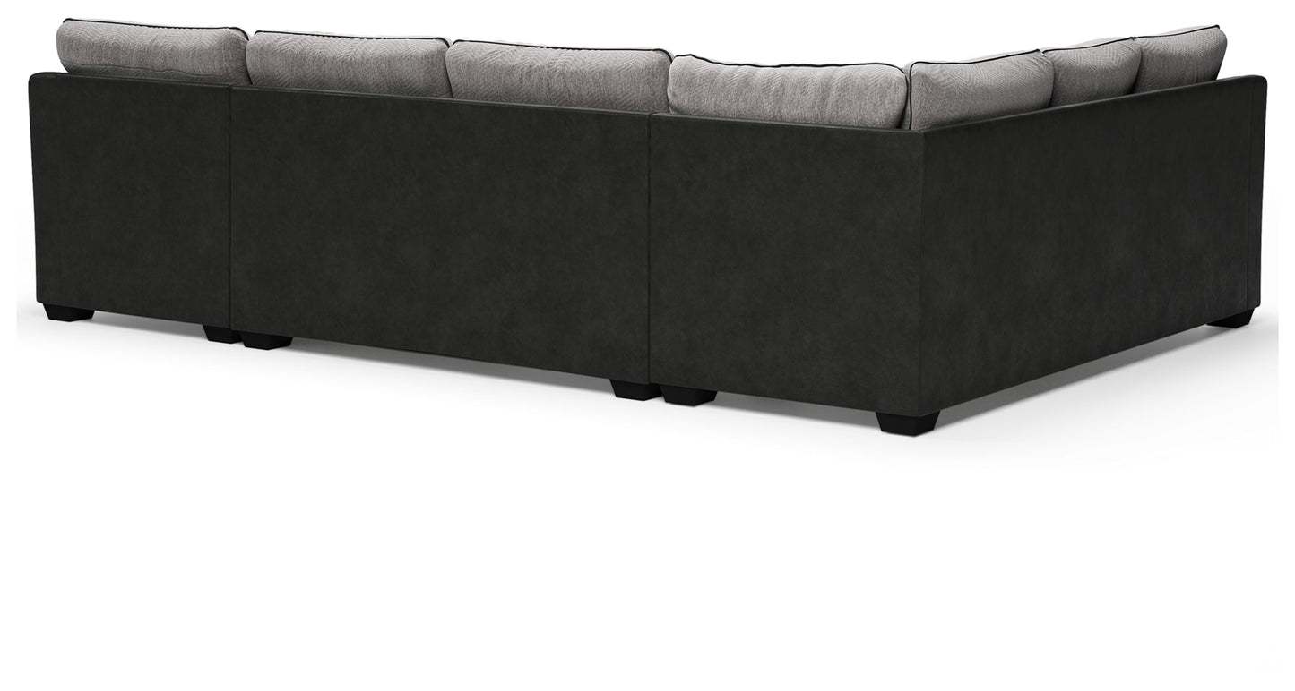 Bilgray Pewter 3-Piece Sectional with Ottoman