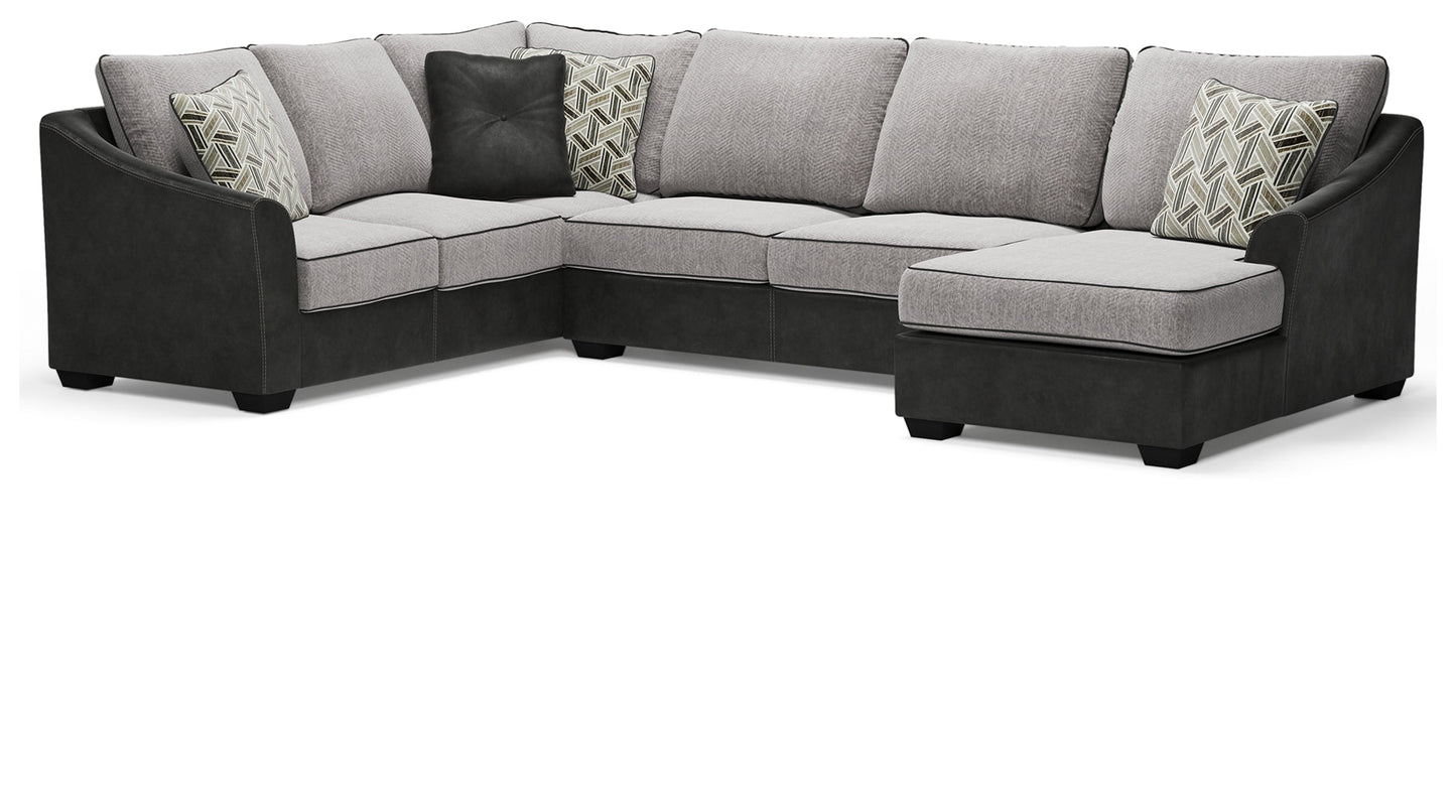 Bilgray Pewter 3-Piece Sectional with Ottoman