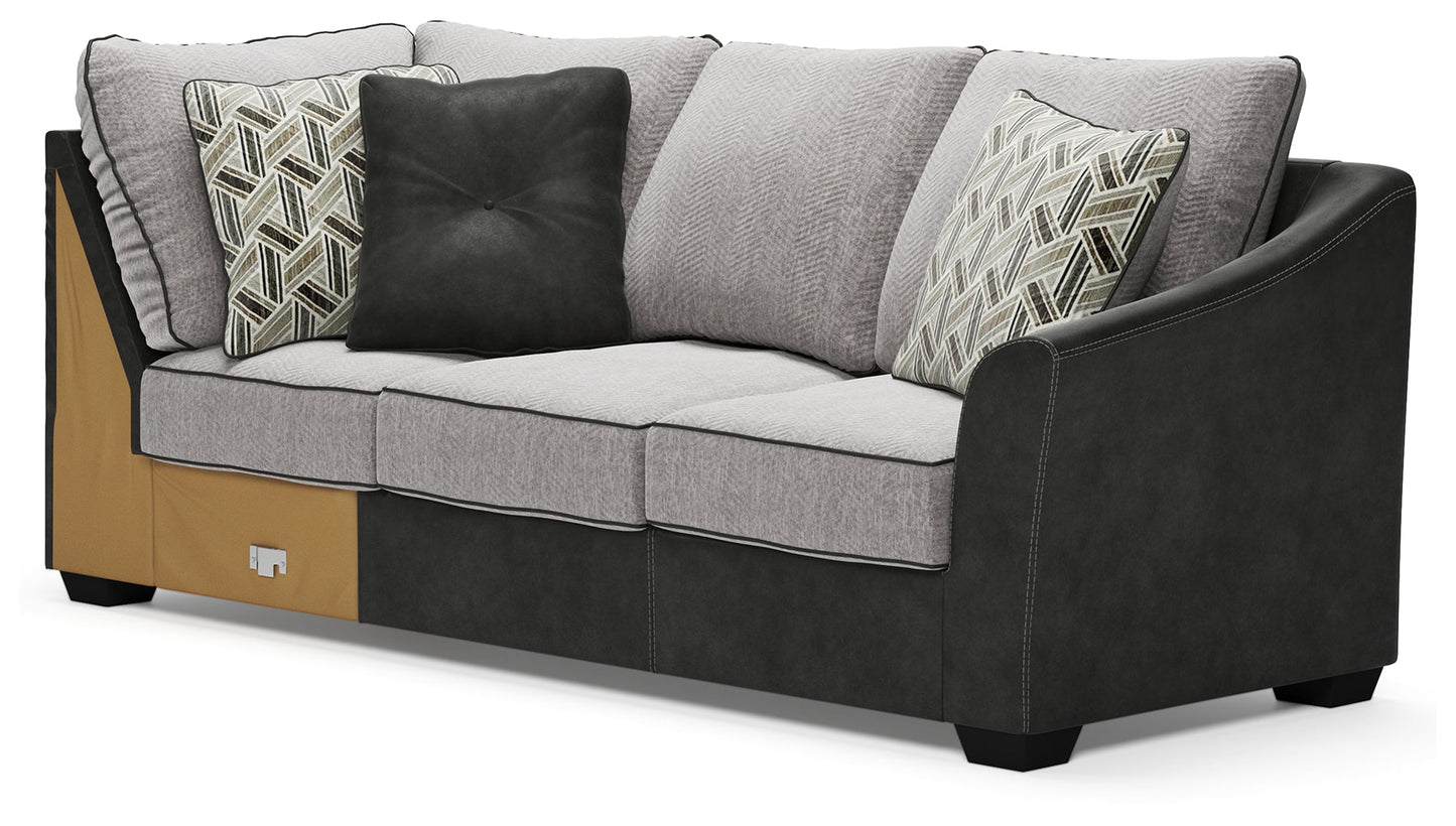 Bilgray Pewter 3-Piece Sectional with Ottoman