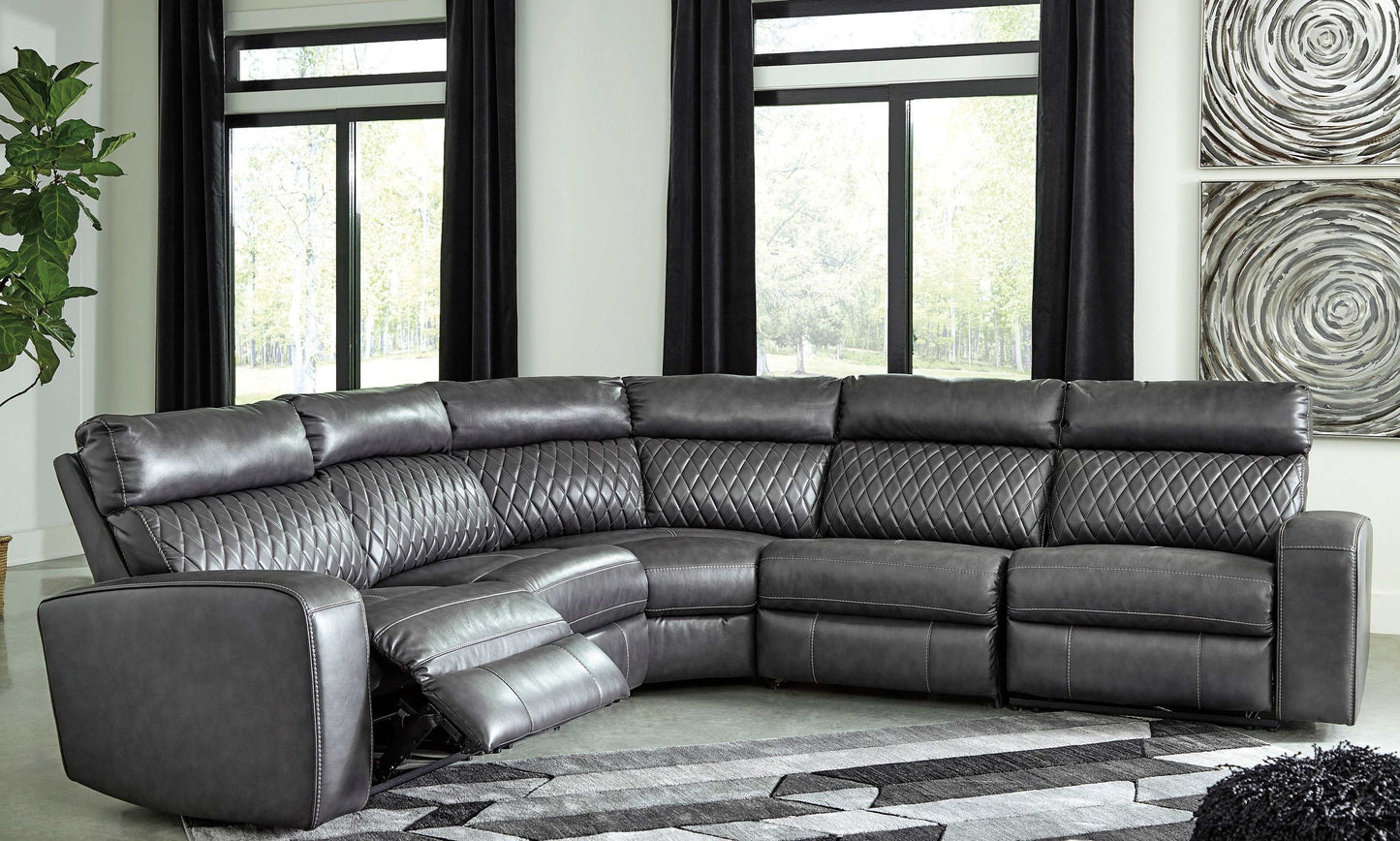 Samperstone Gray 5pc Power Reclining Sectional