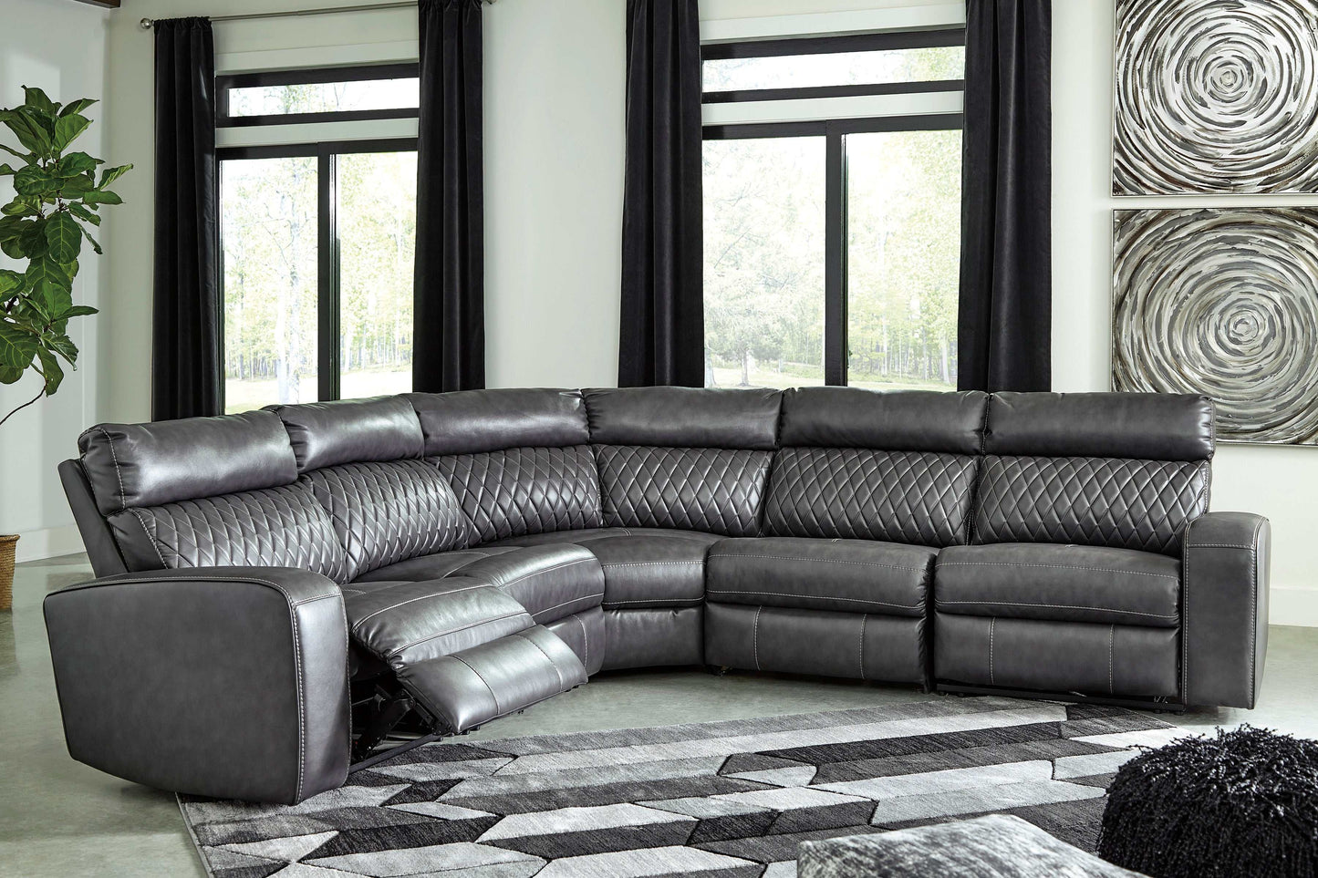 Samperstone Gray 5pc Power Reclining Sectional