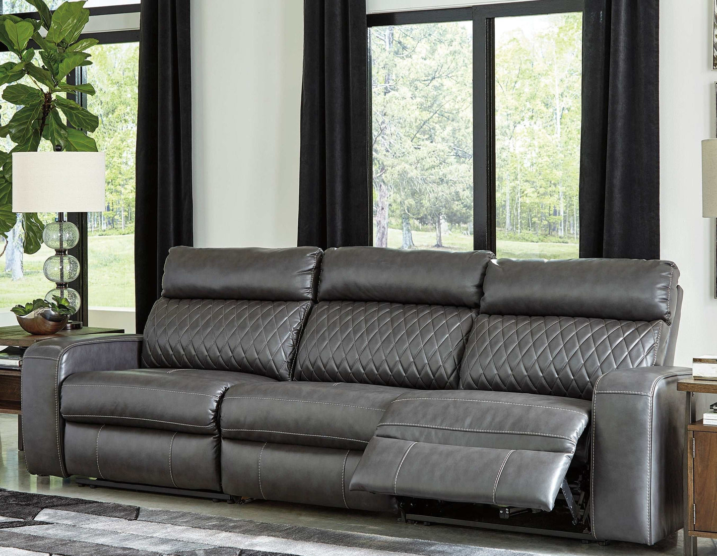 Samperstone Gray 3pc Power Reclining Sectional