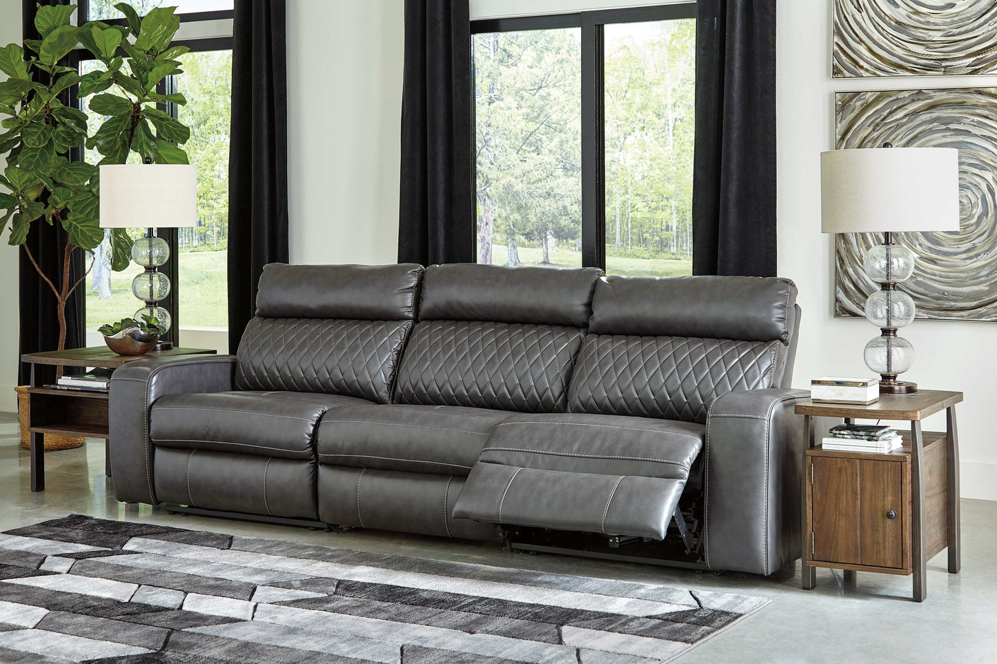 Samperstone Gray 3pc Power Reclining Sectional