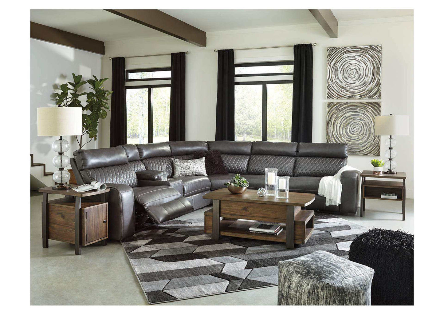 Samperstone Gray 6pc Power Reclining Sectional