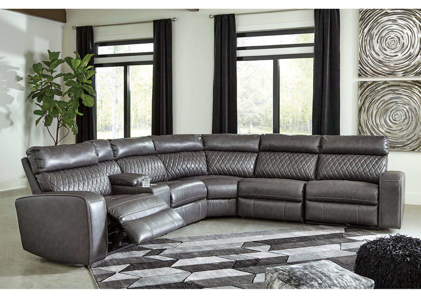 Samperstone Gray 6pc Power Reclining Sectional