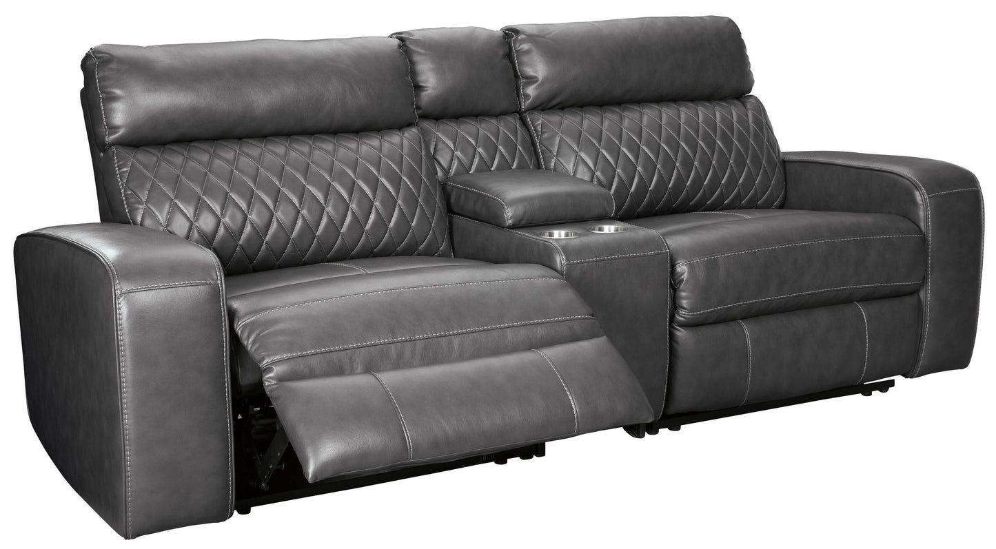 Samperstone Gray 3pc Power Reclining Sectional w/ Console