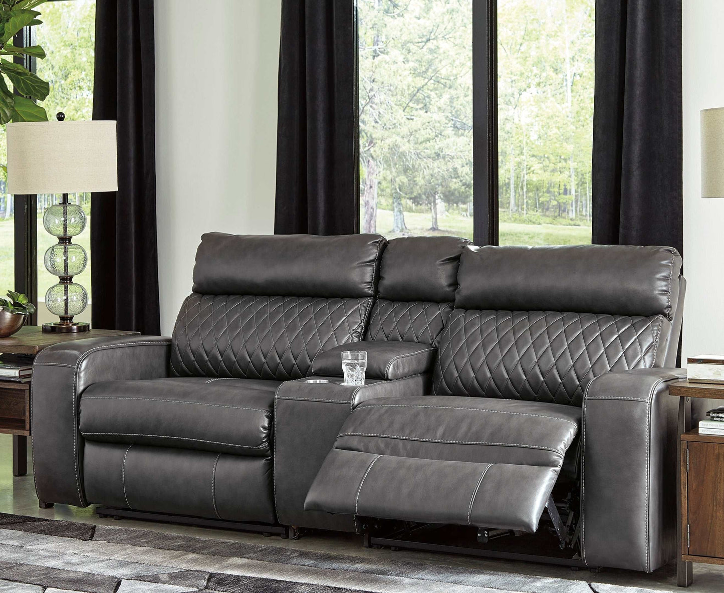 Samperstone Gray 3pc Power Reclining Sectional w/ Console