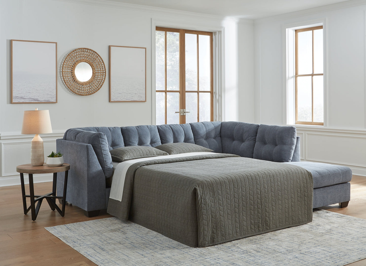 Marleton Denim 2pc Sleeper Sectional with Chaise