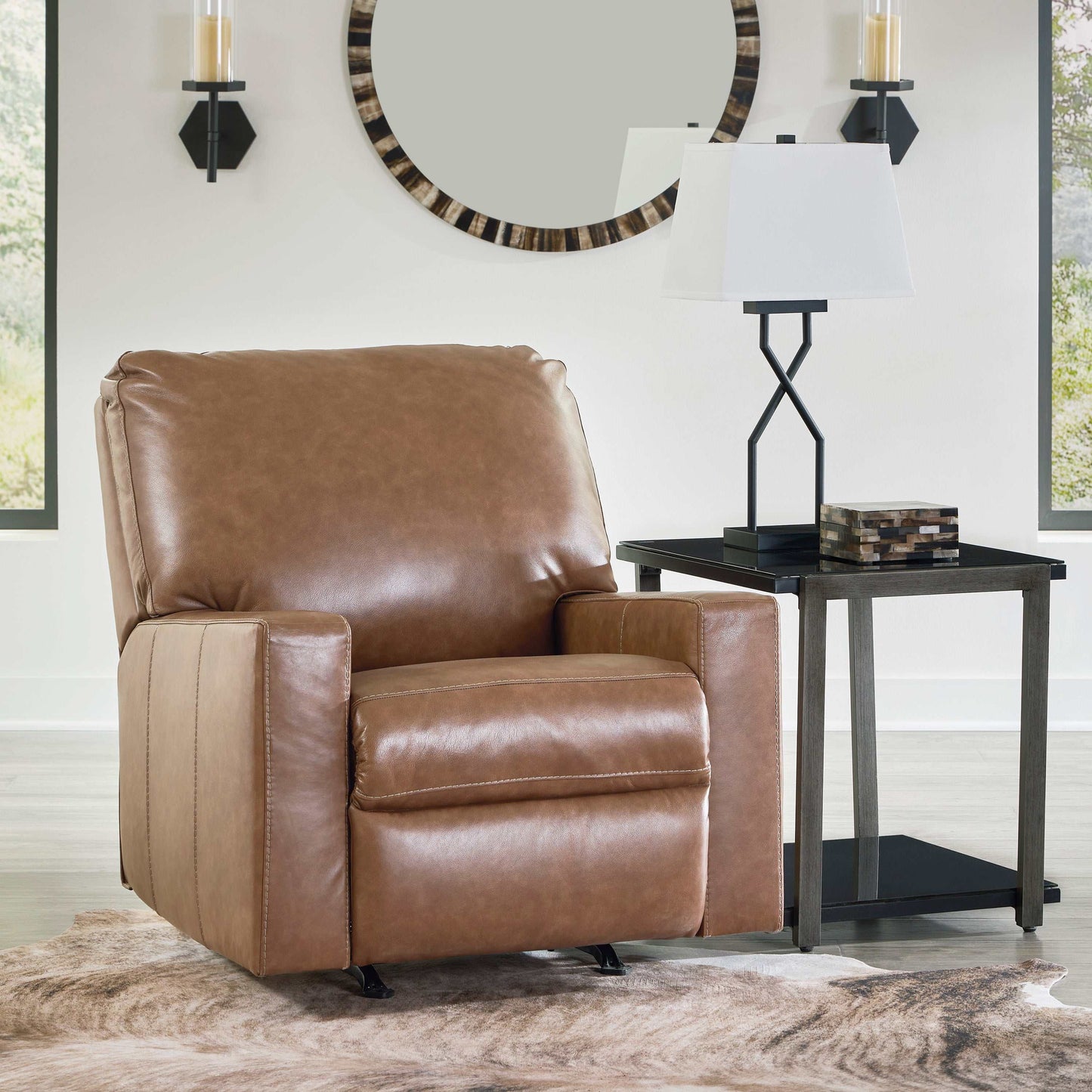 Bolsena Caramel Leather Rocker Recliner