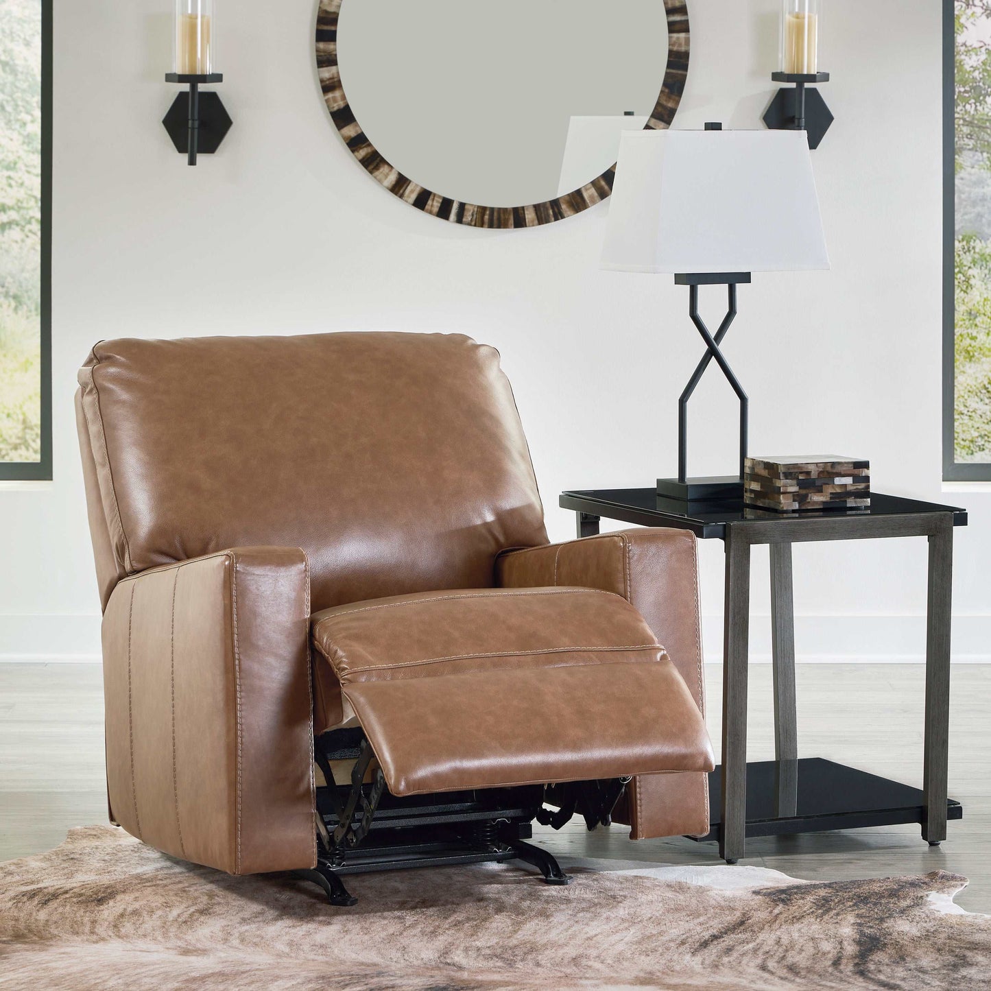 Bolsena Caramel Leather Rocker Recliner