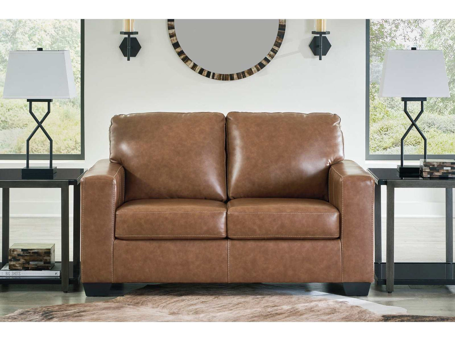 Bolsena Caramel Leather Loveseat