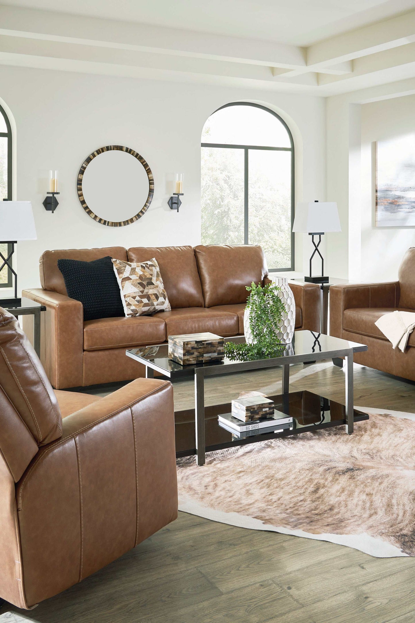 Bolsena Caramel Leather Living Room Set / 3pc