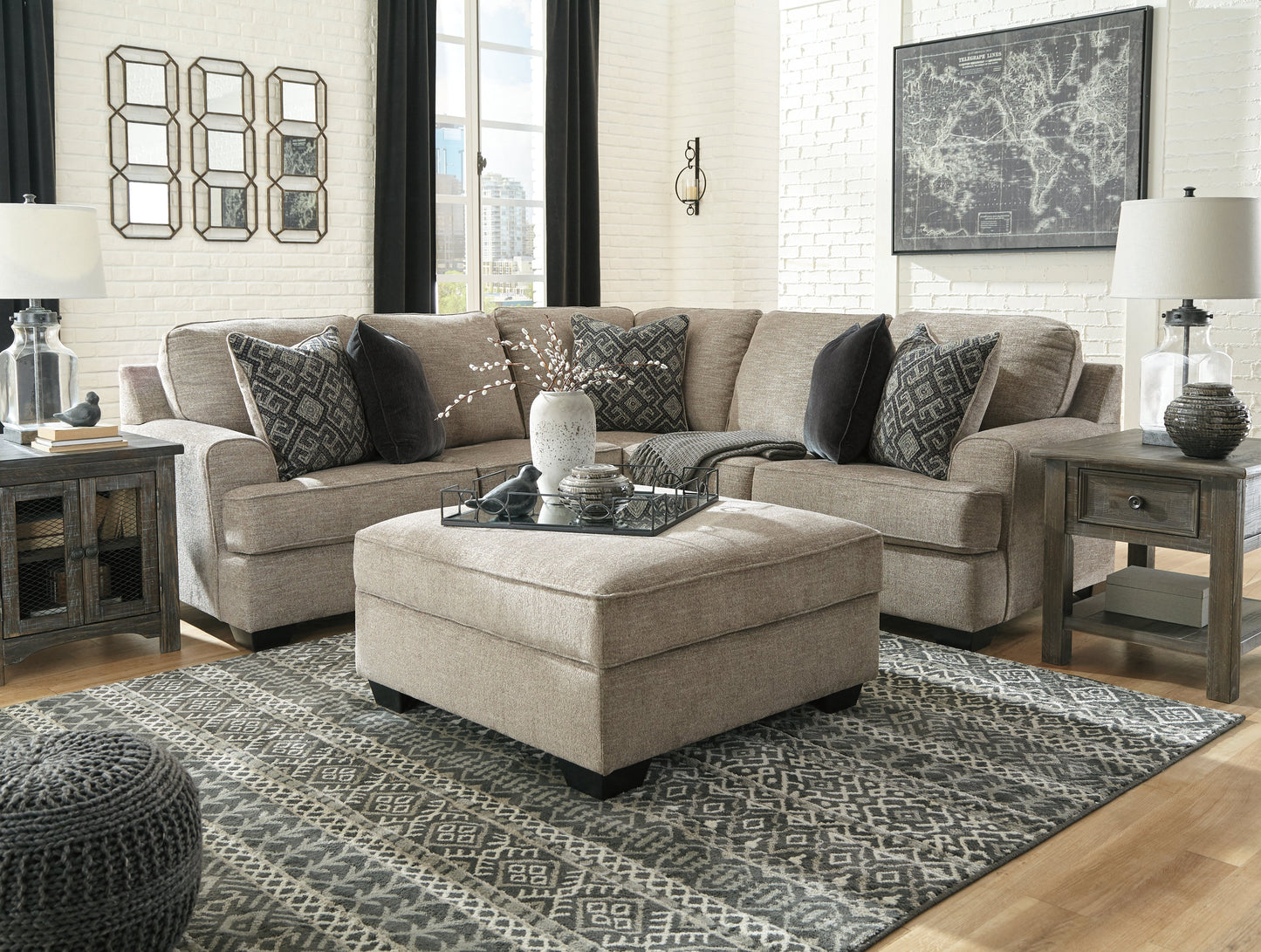 Bovarian Stone 2-Piece Sectional with Ottoman