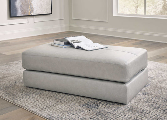 Amiata Glacier Leather Oversized Accent Ottoman