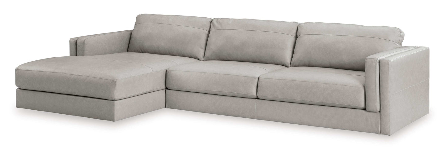 Amiata Glacier Leather 2pc LAF Chaise Sectional