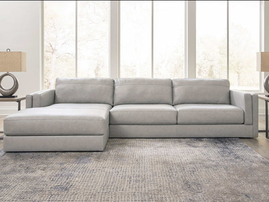 Amiata Glacier Leather 2pc LAF Chaise Sectional