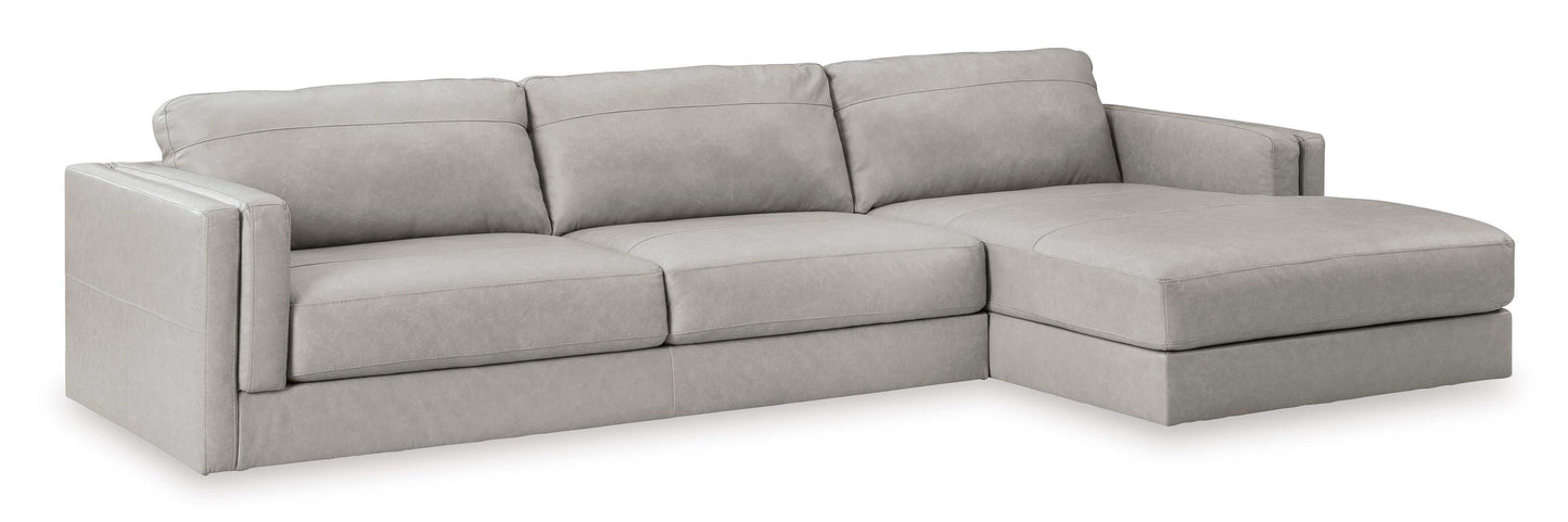 Amiata Glacier Leather 2pc RAF Chaise Sectional