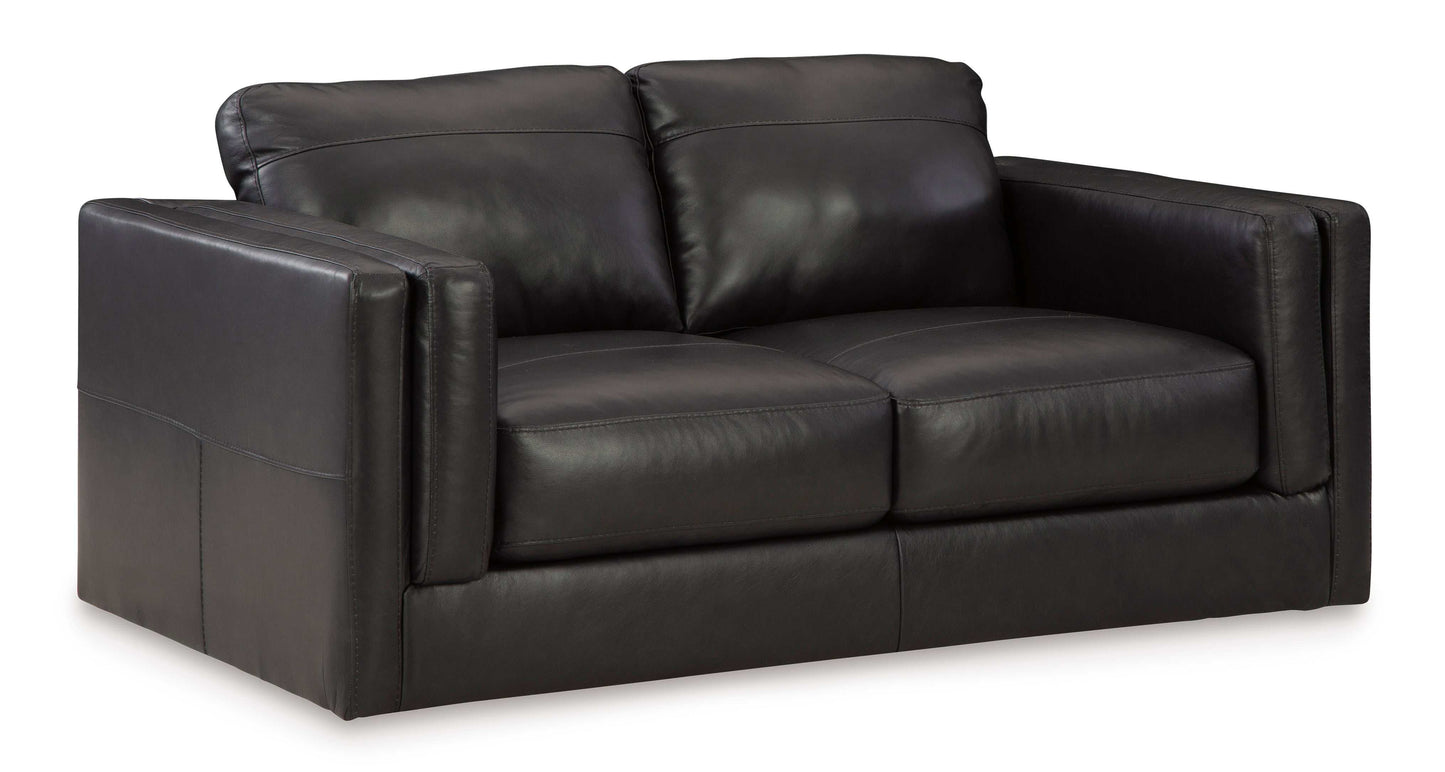 Amiata Onyx Leather Loveseat