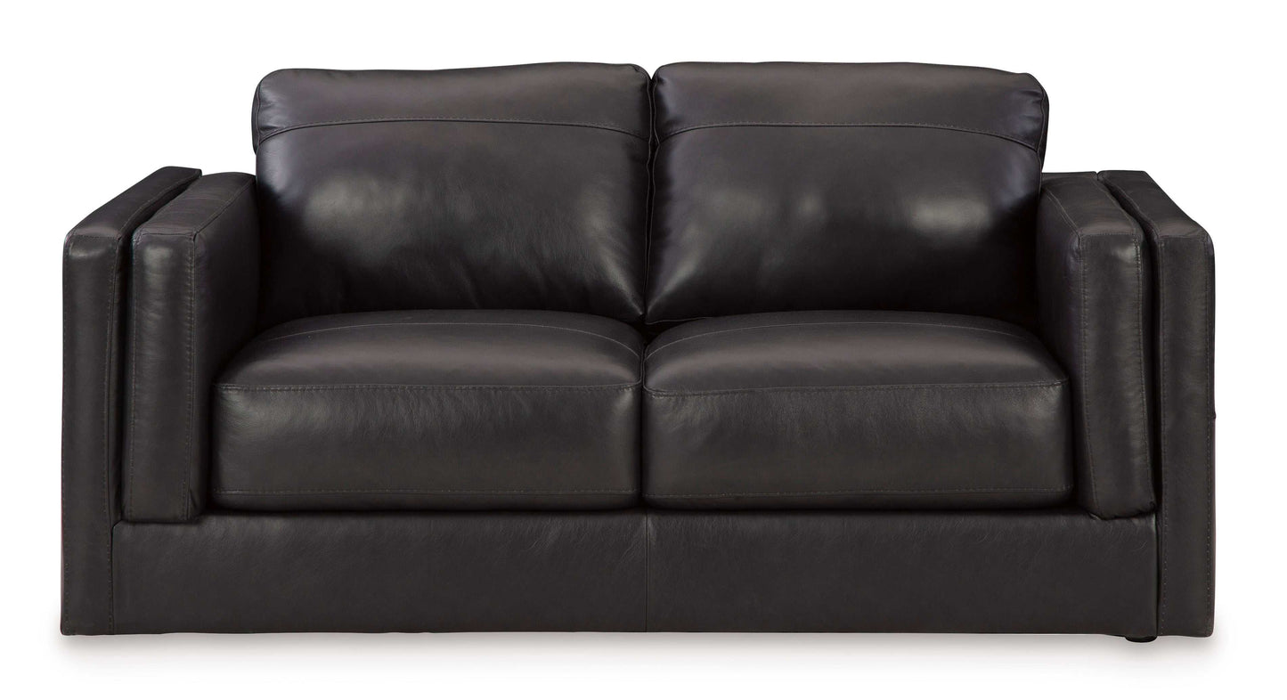 Amiata Onyx Leather Loveseat