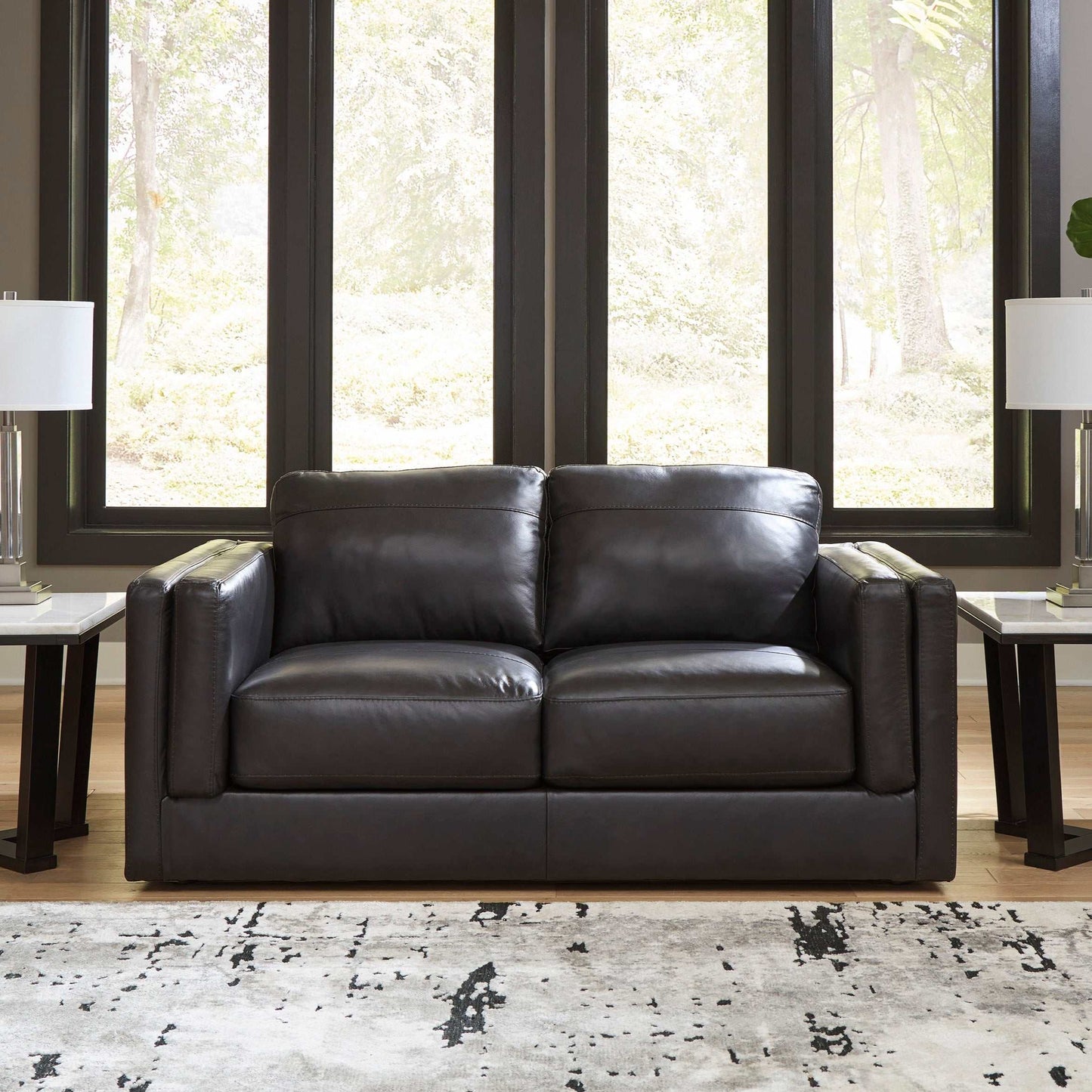 Amiata Onyx Leather Loveseat