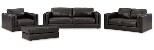 Amiata Onyx Leather Living Room Set / 4pc