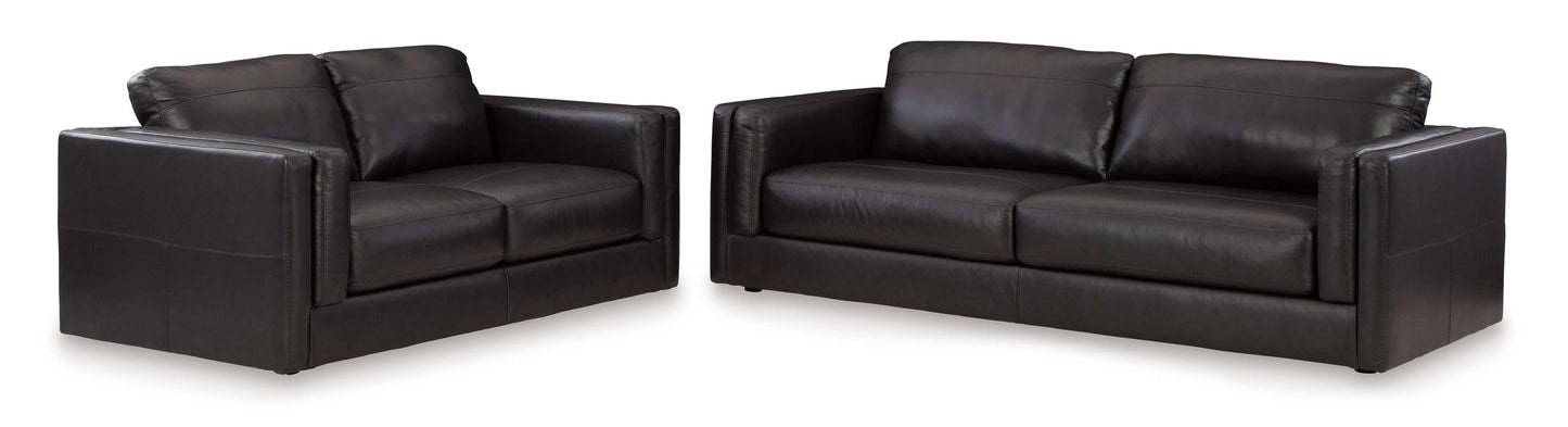 Amiata Onyx Leather Living Room Set / 4pc