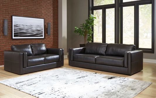 Amiata Onyx Leather Living Room Set / 2pc