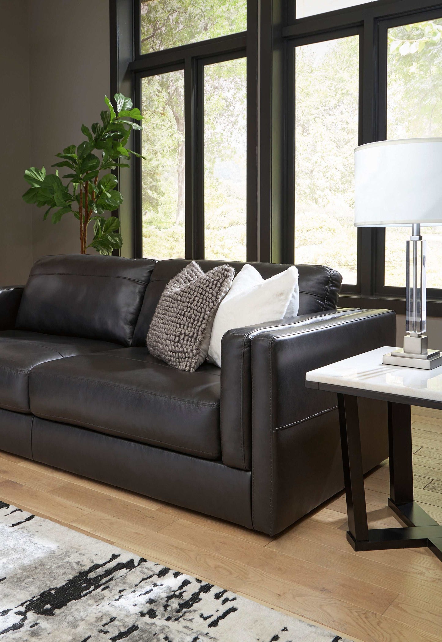 Amiata Onyx Leather Living Room Set / 2pc
