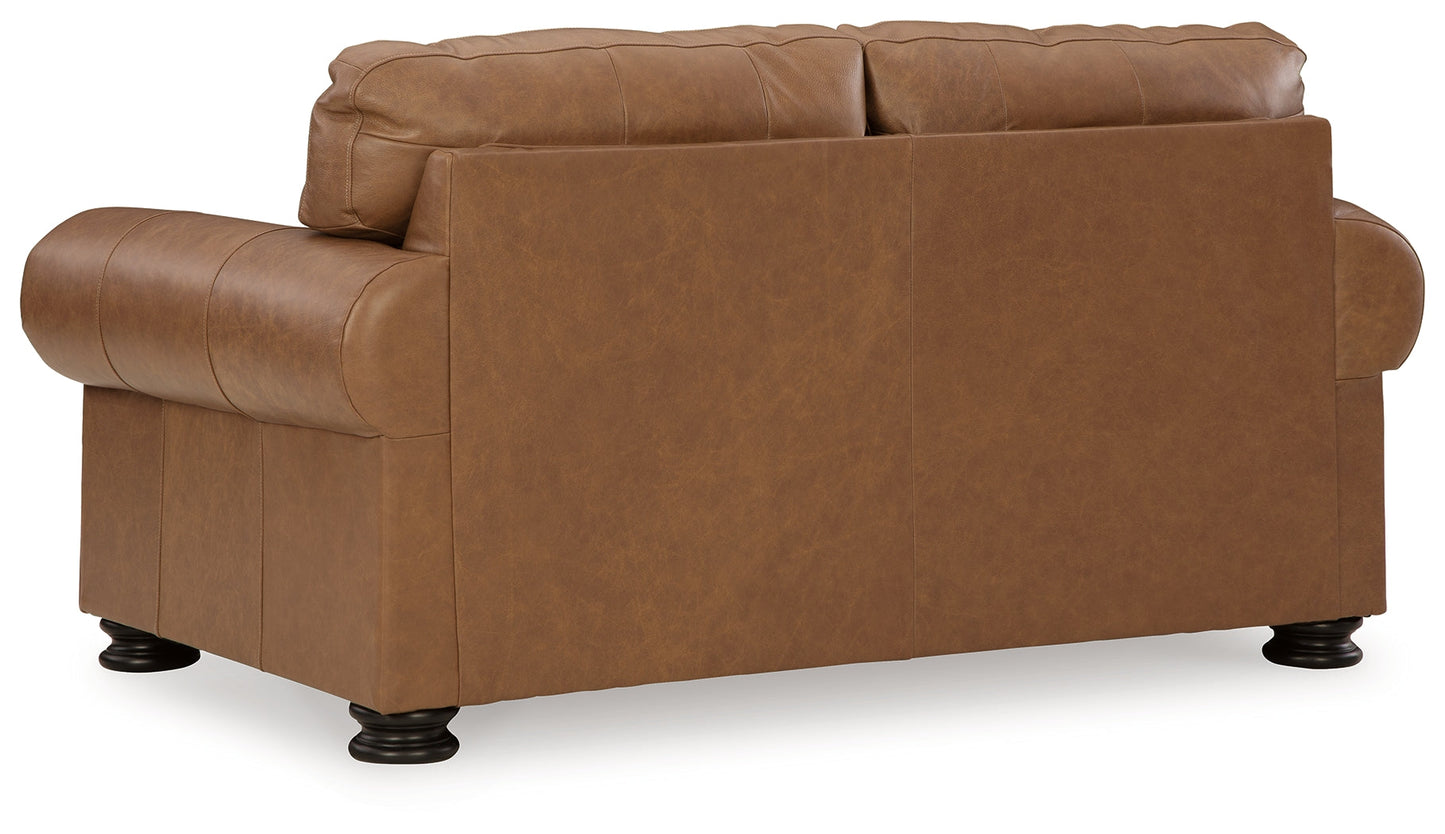 Carianna Caramel Sofa, Loveseat, Oversized Chair and Ottoman